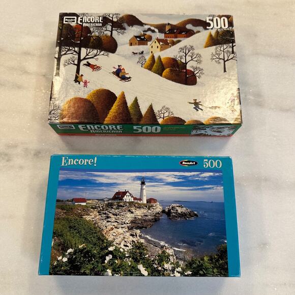 Vintage Puzzle Lot 500-1000 Pieces Americana Portland Maine Kitten Castle New - Picture 7 of 10